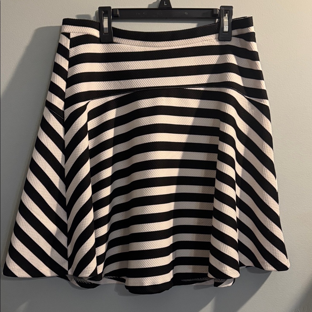 Philosophy Black and White Striped Skater Skirt